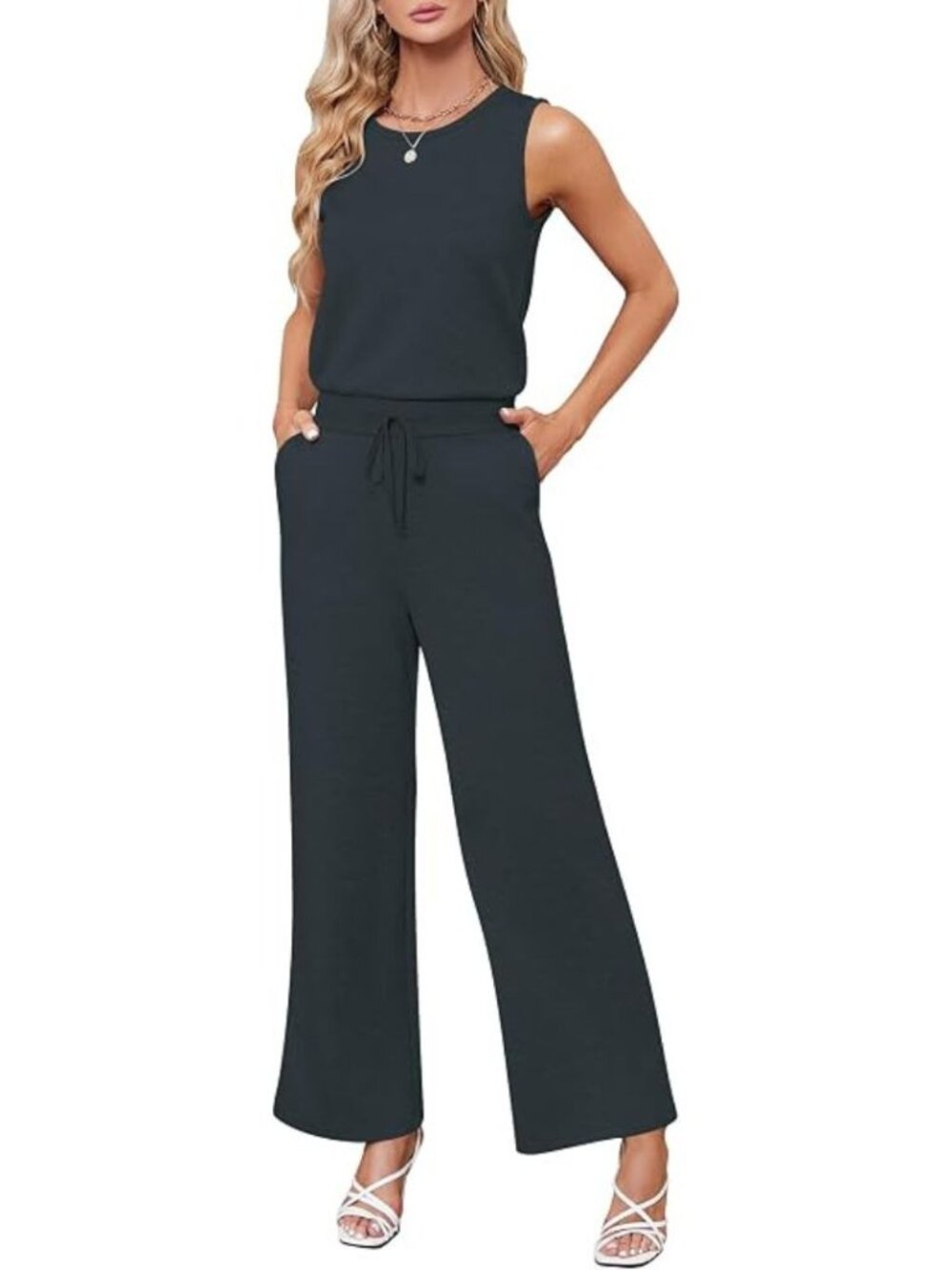 One-Piece Sleeveless Jumpsuit - Stretchy, Comfortable